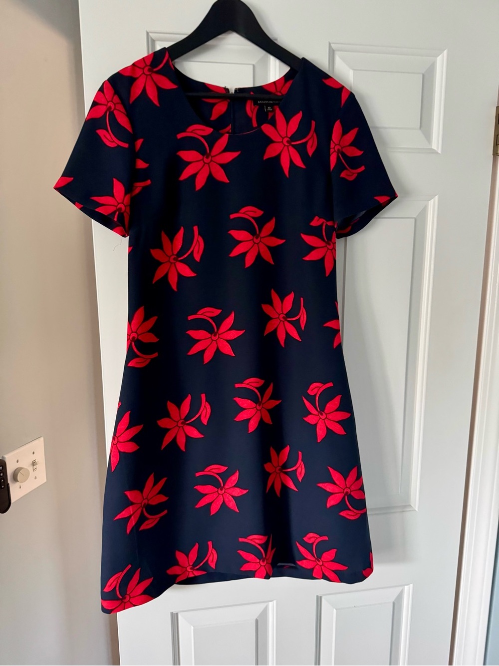 Banana Republic Navy Dress with Red Floral Print